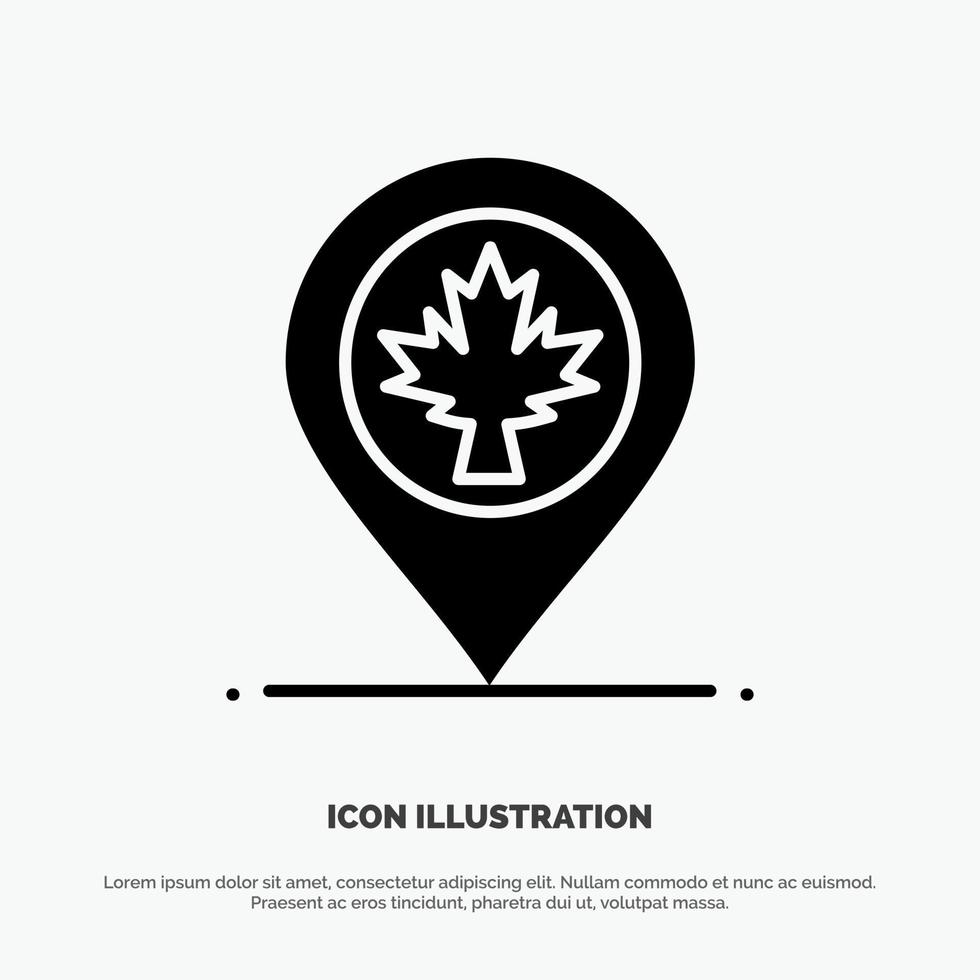 mapa ubicación canadá hoja sólido glifo icono vector