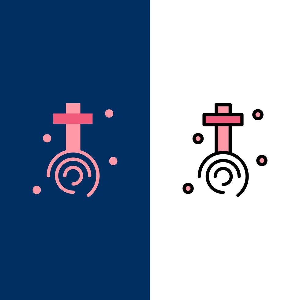 Celebration Christian Cross Easter  Icons Flat and Line Filled Icon Set Vector Blue Background