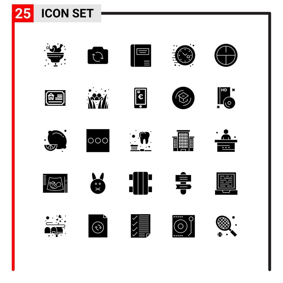 Modern Set of 25 Solid Glyphs and symbols such as army time ui office medical Editable Vector Design Elements