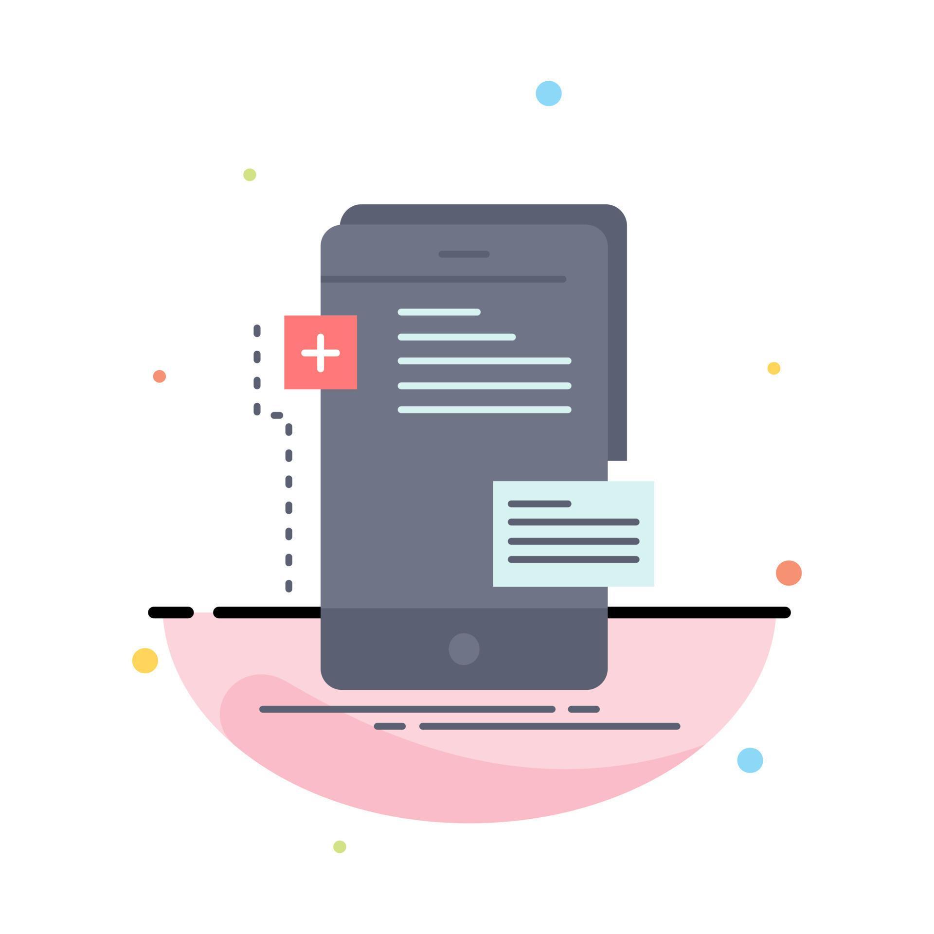 frontend interface mobile phone developer Flat Color Icon Vector ...