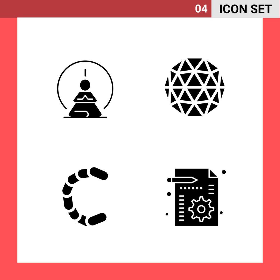 paquete de 4 iconos símbolos de glifo de estilo sólido sobre fondo blanco signos simples para el diseño general fondo de vector de icono negro creativo