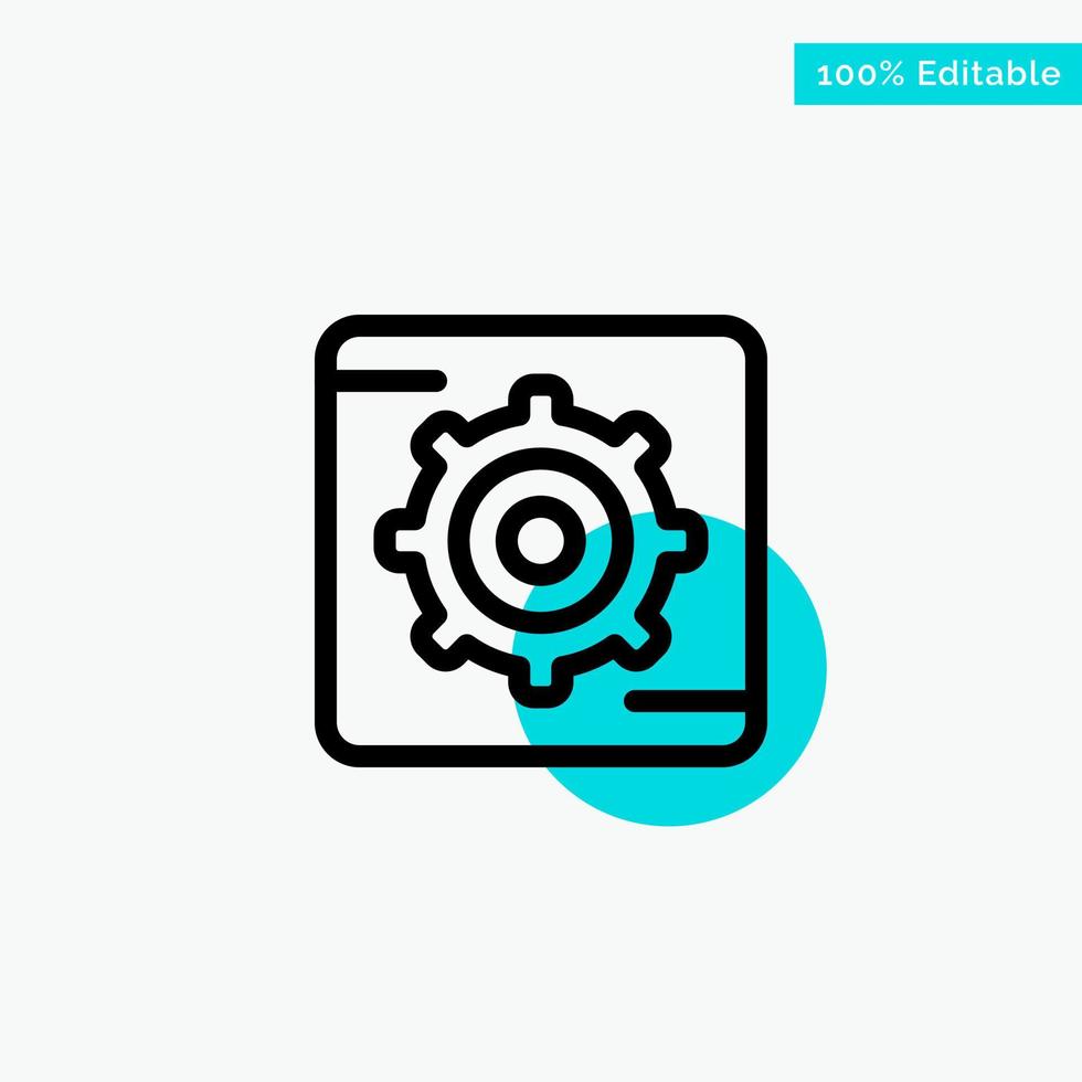 Gear Setting Box turquoise highlight circle point Vector icon