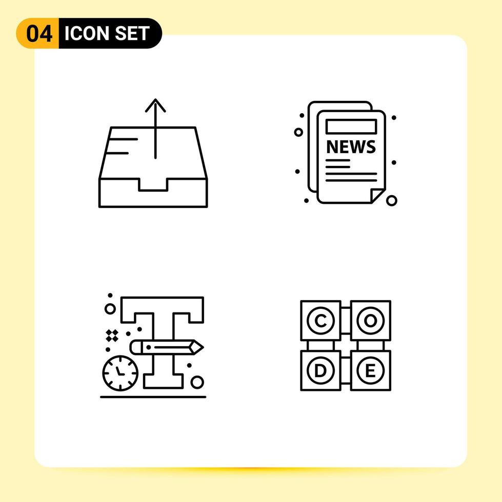 4 Thematic Vector Filledline Flat Colors and Editable Symbols of mailbox design article design learning Editable Vector Design Elements