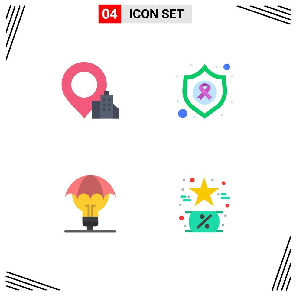 4 Creative Icons Modern Signs and Symbols of location defence arrow cancer patent Editable Vector Design Elements