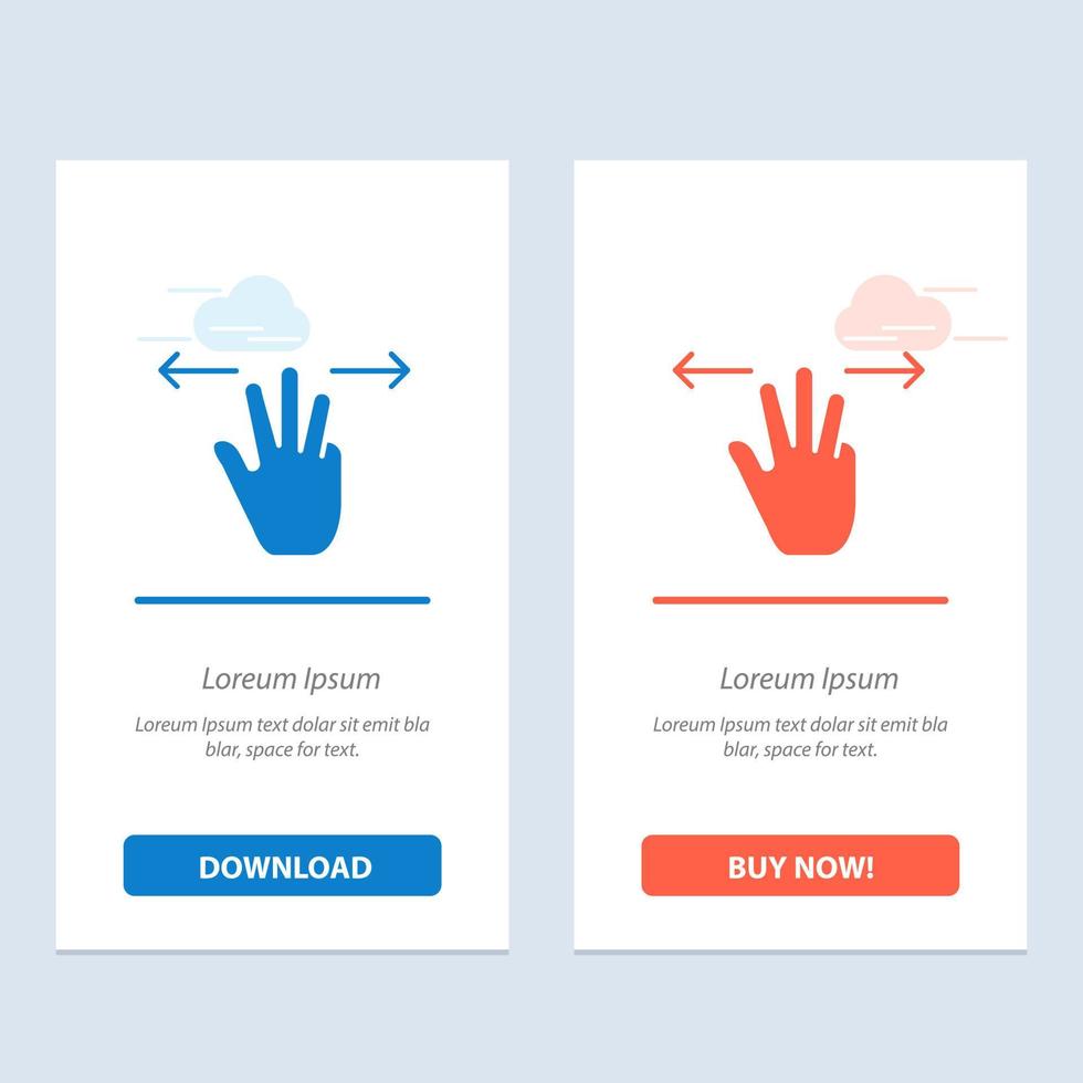 gestos mano móvil tres dedos azul y rojo descargar y comprar ahora plantilla de tarjeta de widget web vector