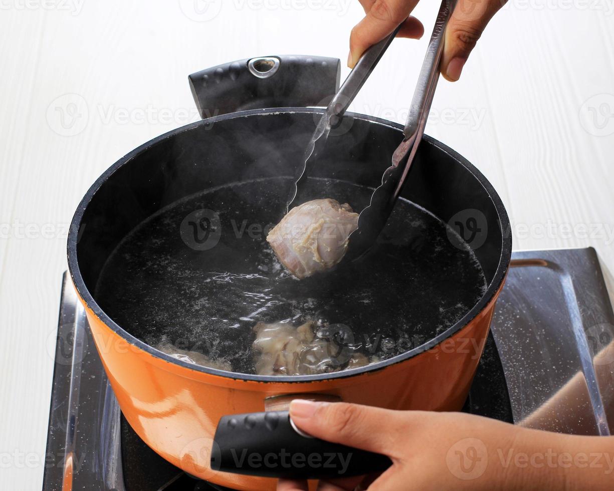 Boiling Meat on Pan photo