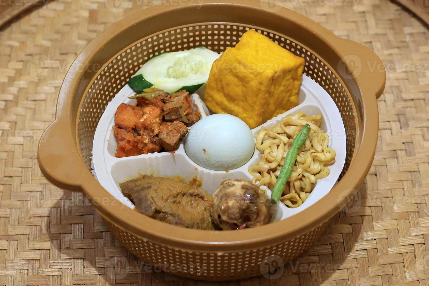 Sego Berkat, Rice Menu Set with Various Side Dish for Kenduri. photo