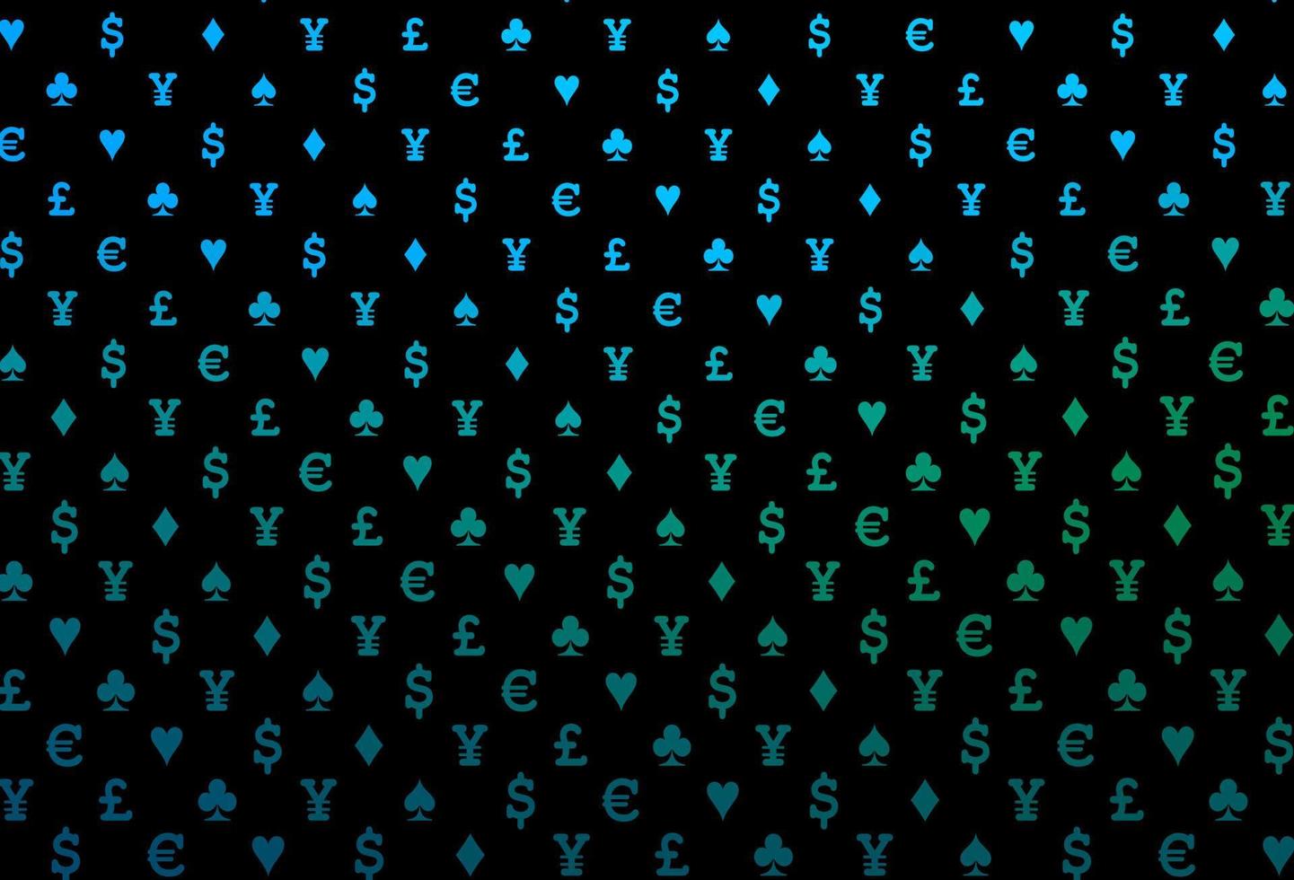 Dark blue, green vector cover with symbols of gamble.