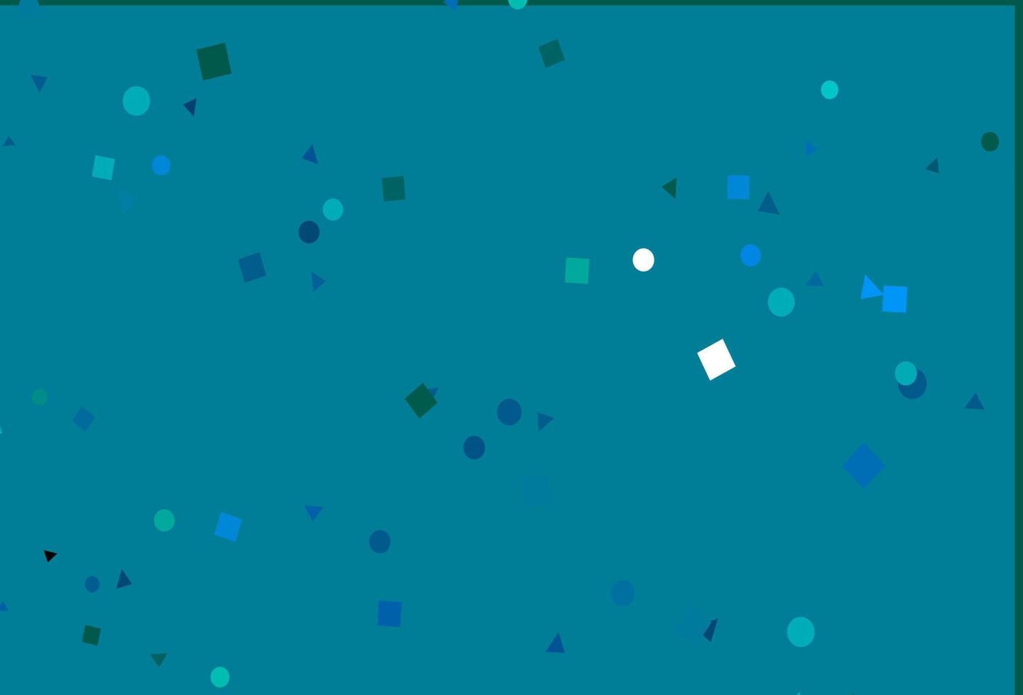 Fondo de vector azul claro, verde con triángulos, círculos, cubos.