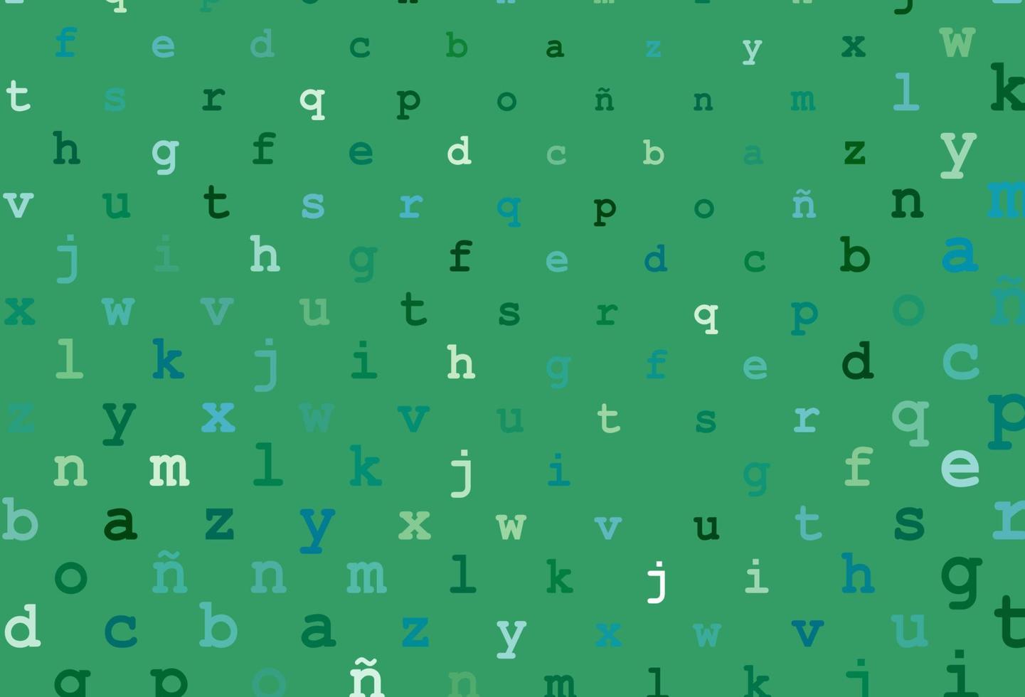 plantilla de vector azul claro, verde con letras aisladas.