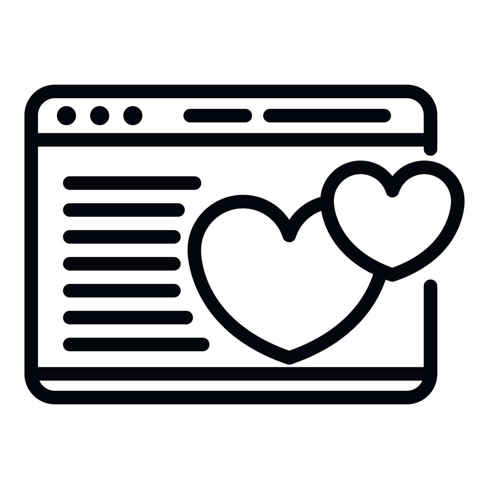 Icono de página web de corazón de amor, estilo de esquema vector