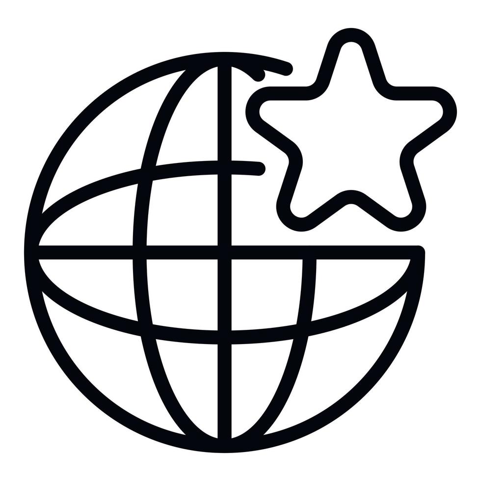 icono atractivo de estrella global, estilo de esquema vector