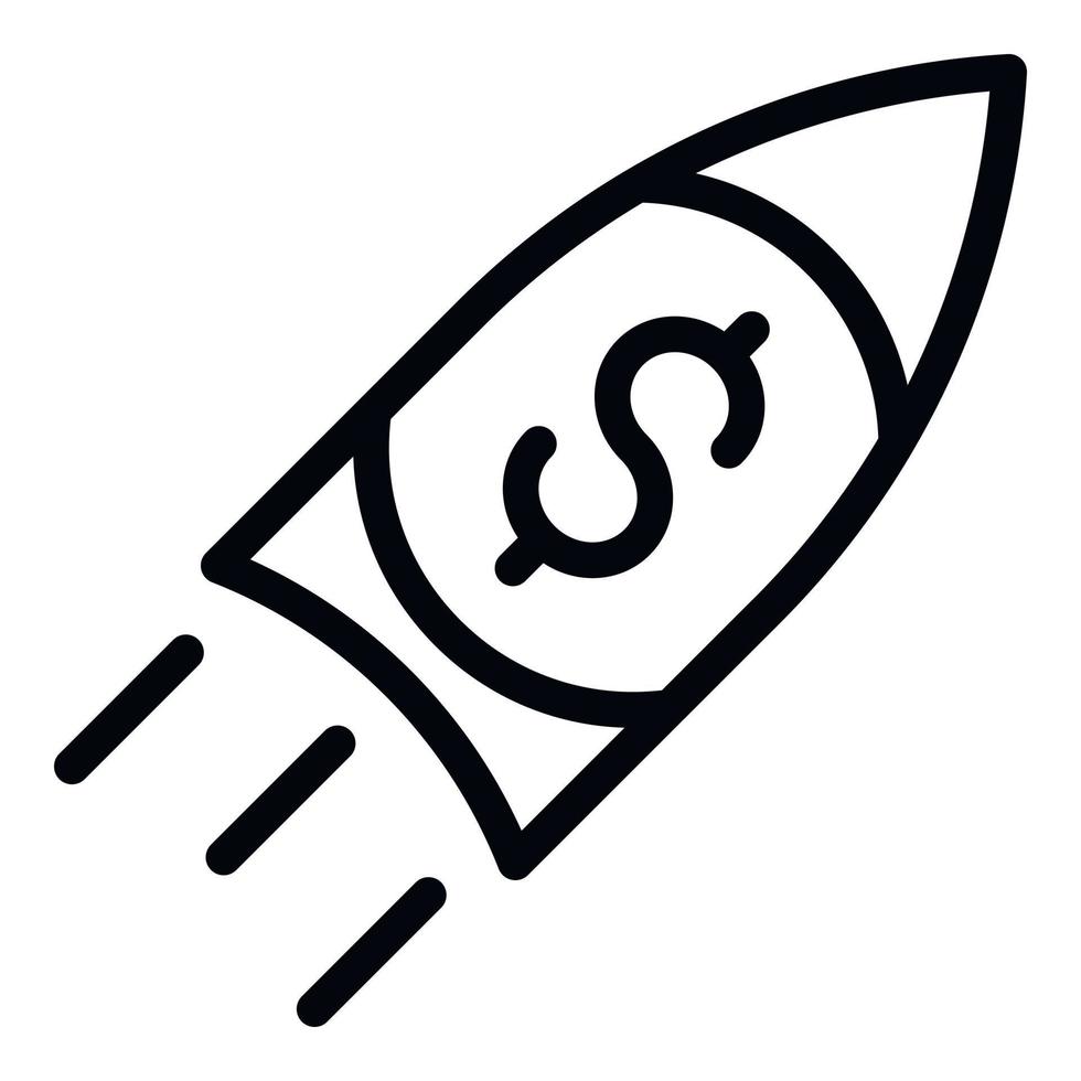 Money rocket icon, outline style vector