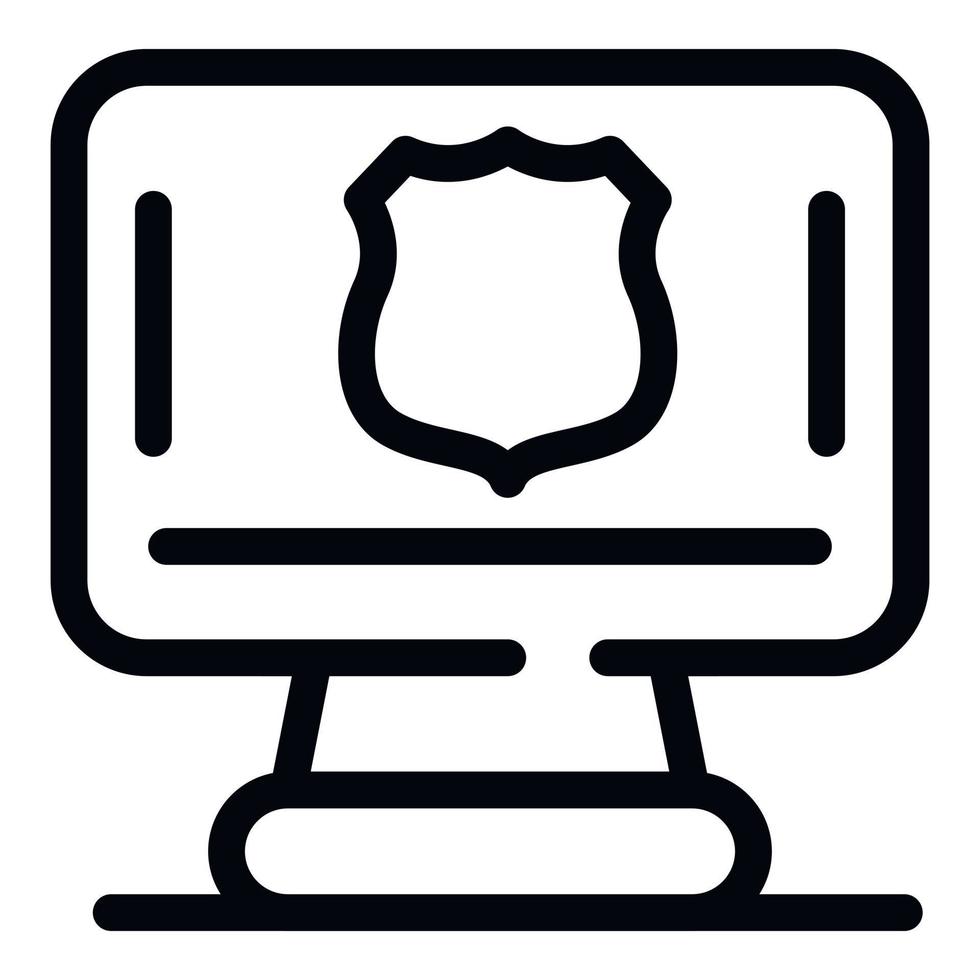 Police computer icon, outline style vector