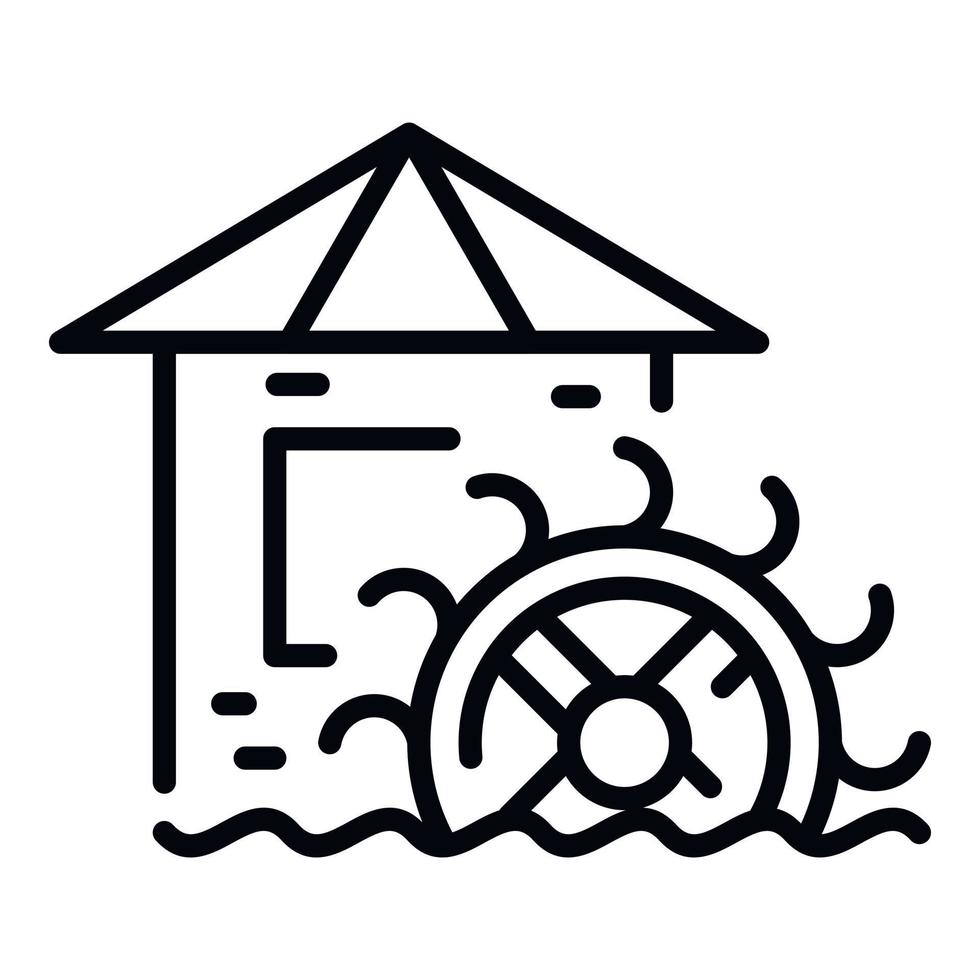 Tower water mill icon, outline style vector