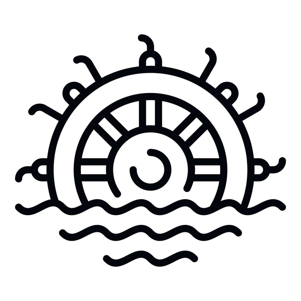 icono de molino de agua, estilo de esquema vector