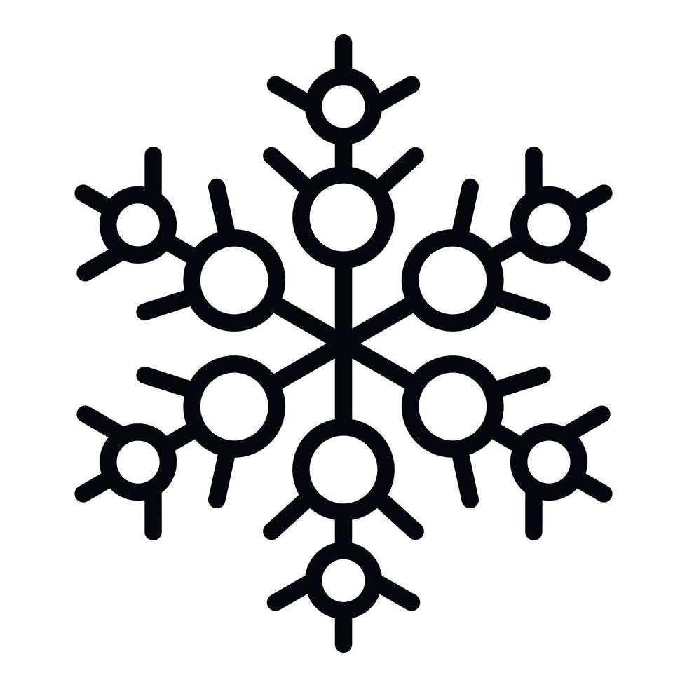 Geometric snowflake icon, outline style vector