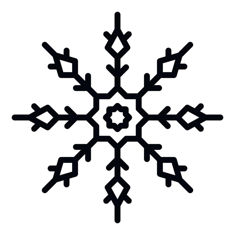 Winter snowflake icon, outline style vector