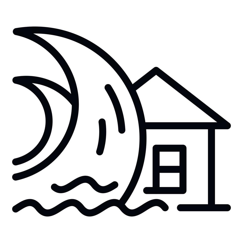 House tsunami icon, outline style vector