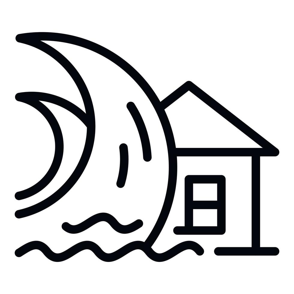 icono de tsunami de la casa, estilo de esquema vector