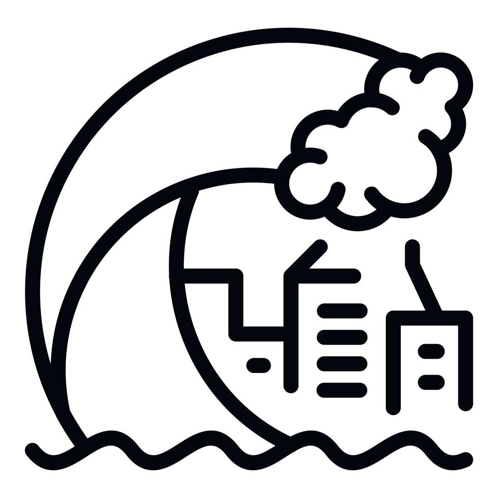 Tsunami wave city icon, outline style vector