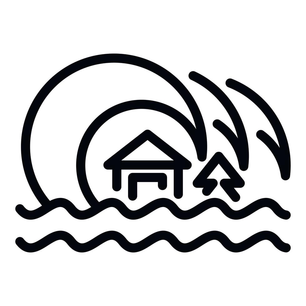 Summer tsunami icon, outline style vector