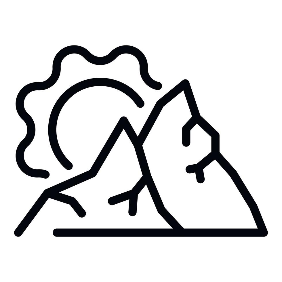 Sunny mountains icon, outline style vector