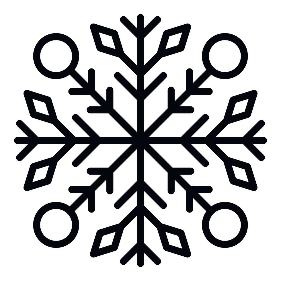 New year snowflake icon, outline style vector