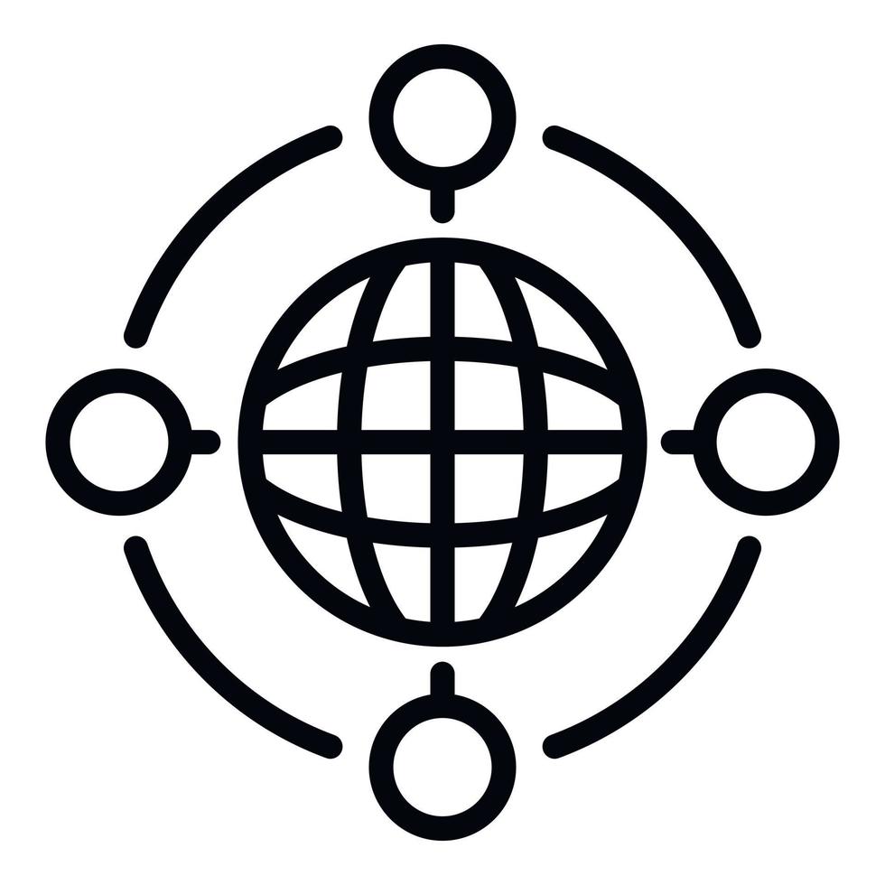 Global collaboration icon, outline style vector