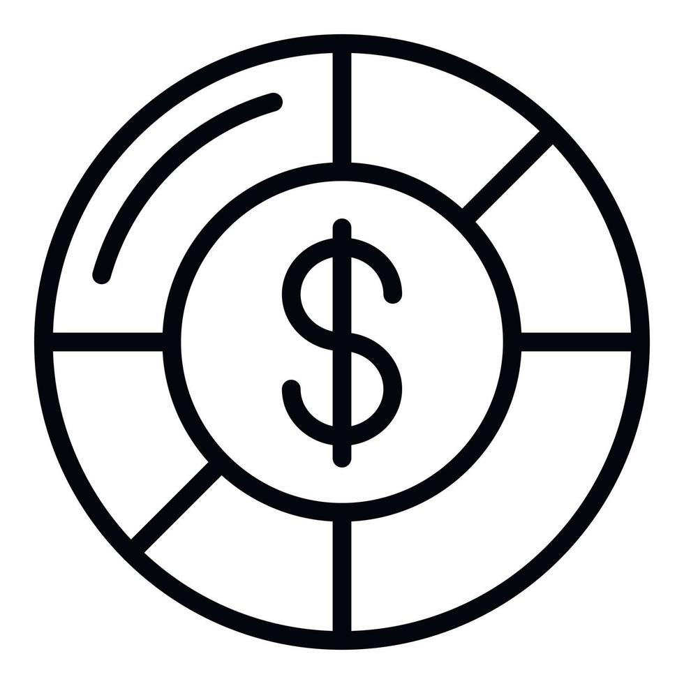 Money pie chart icon, outline style vector