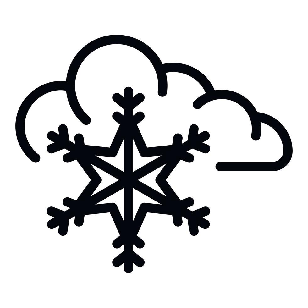 icono de nube de copo de nieve, estilo de contorno vector