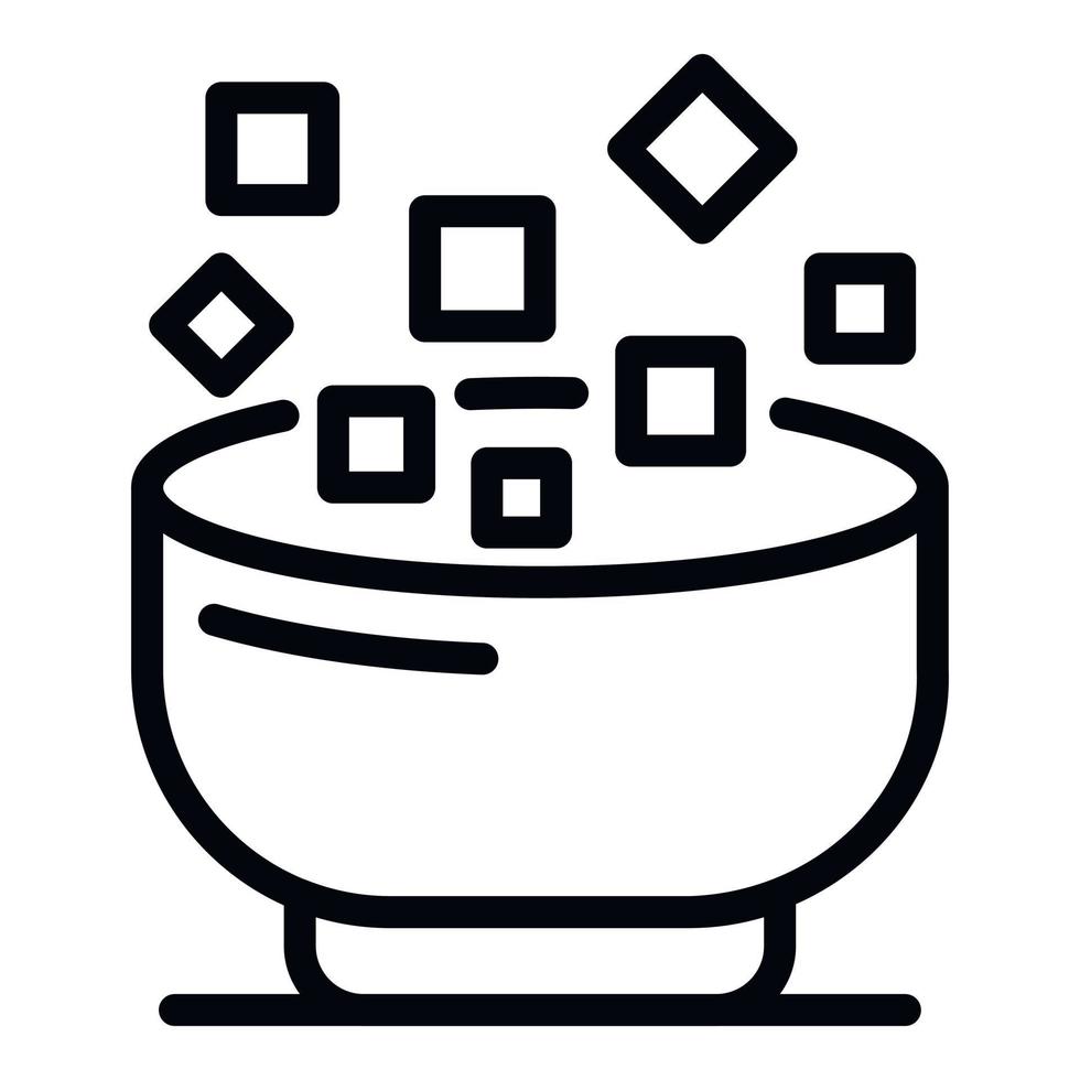 Sugar cubes in bowl icon, outline style vector