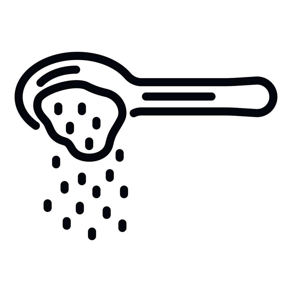 Sugar in spoon icon, outline style vector