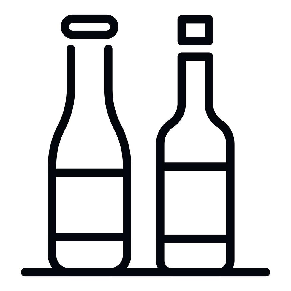 icono de botellas de salsa, estilo de esquema vector