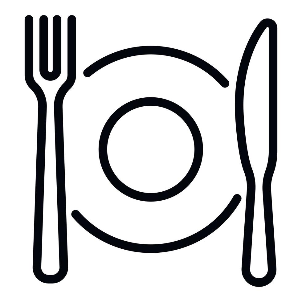 Plate fork knife icon, outline style vector