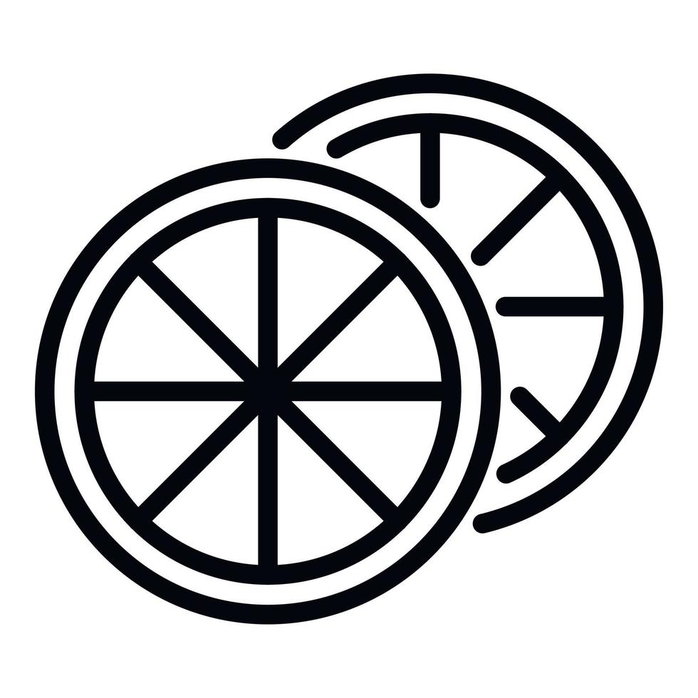 Two round slices of lemon icon, outline style vector