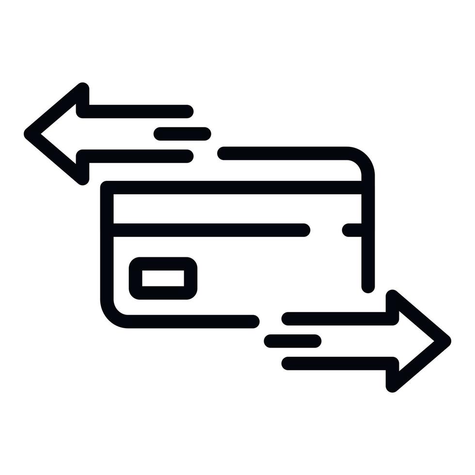 Credit card and arrows icon, outline style vector