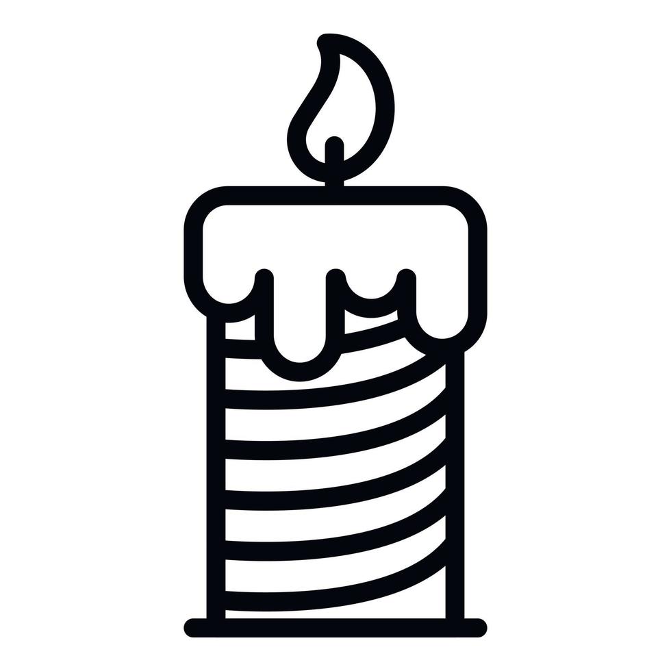 Striped candle icon, outline style vector