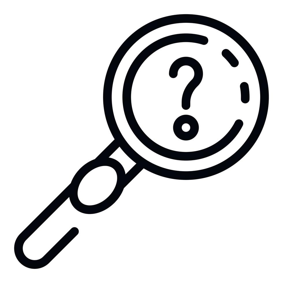 Question magnifier icon, outline style vector