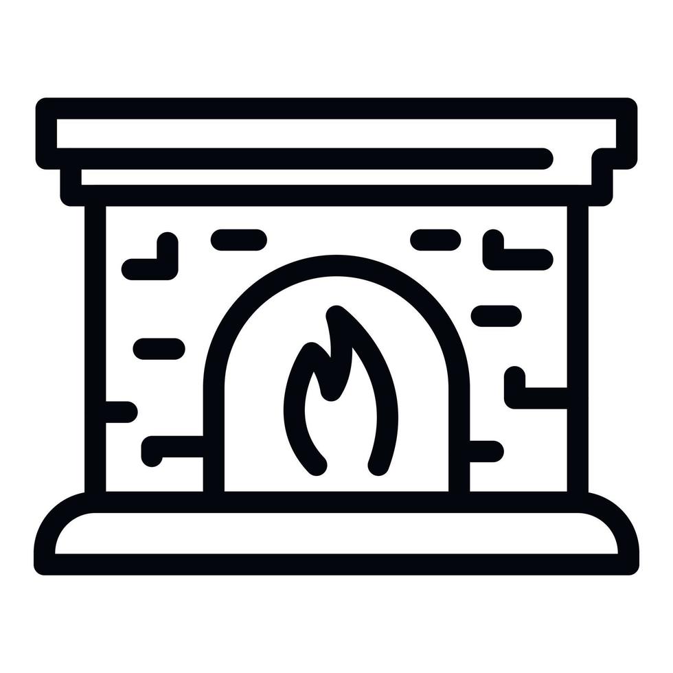 icono de chimenea ardiente, estilo de esquema vector