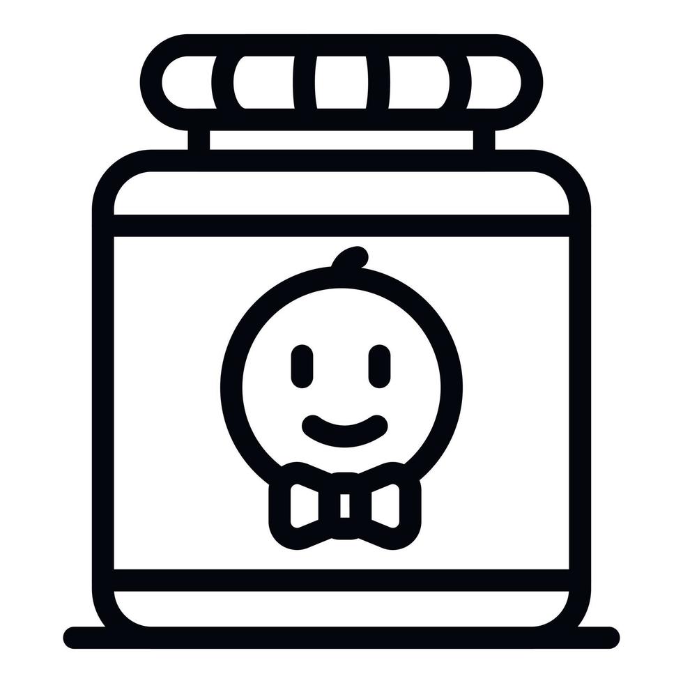 Baby food jar icon, outline style vector