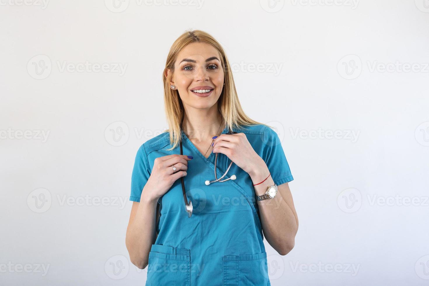 Beautiful young female medical doctor is looking at camera and smiling Shot of a female doctor standing confidently with her arms crossed photo