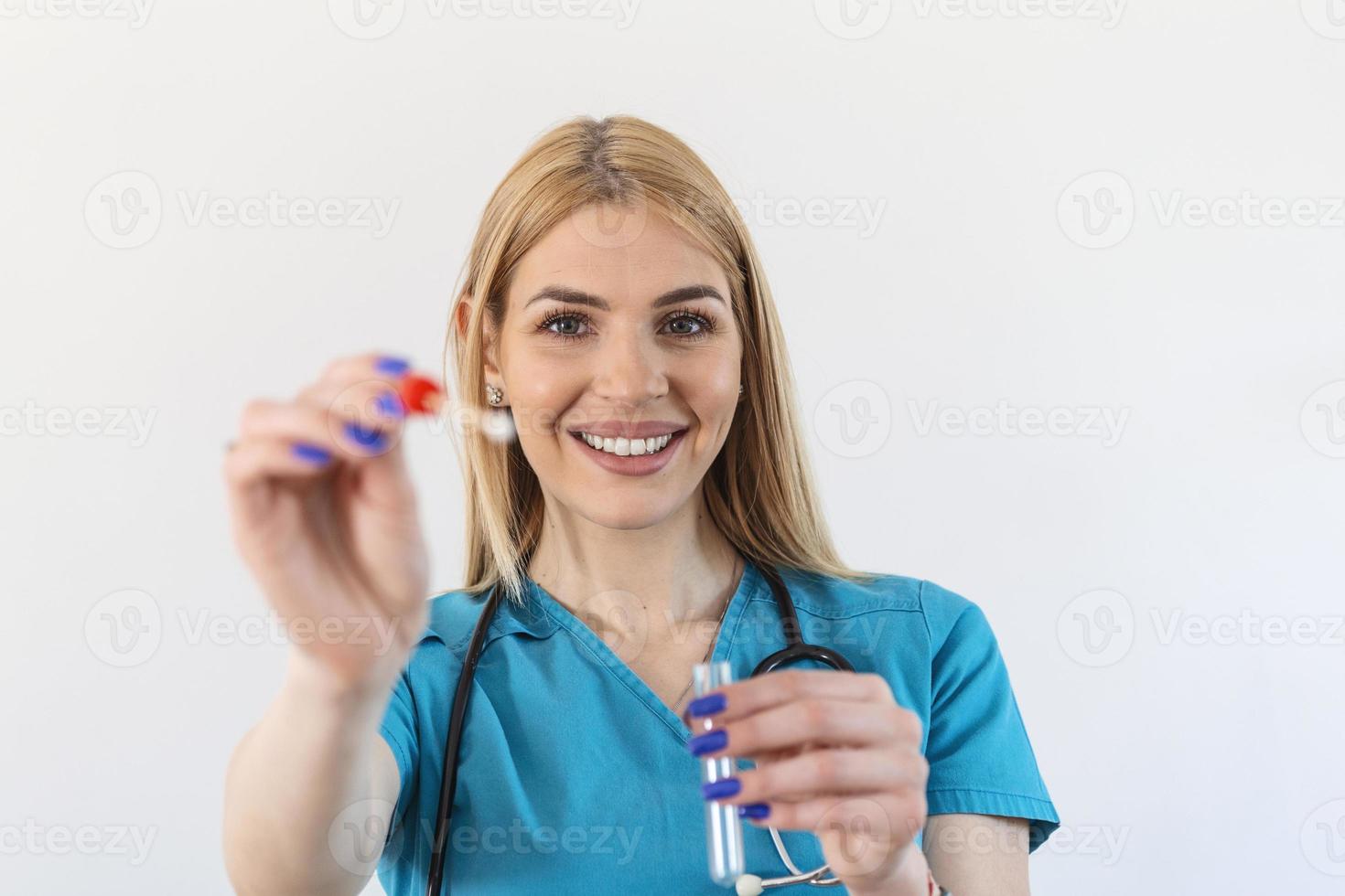 Medical healthcare holding COVID-19 , Coronavirus swab collection kit, wearing protective gloves, test tube for taking OP NP patient specimen sample,PCR DNA testing protocol process photo