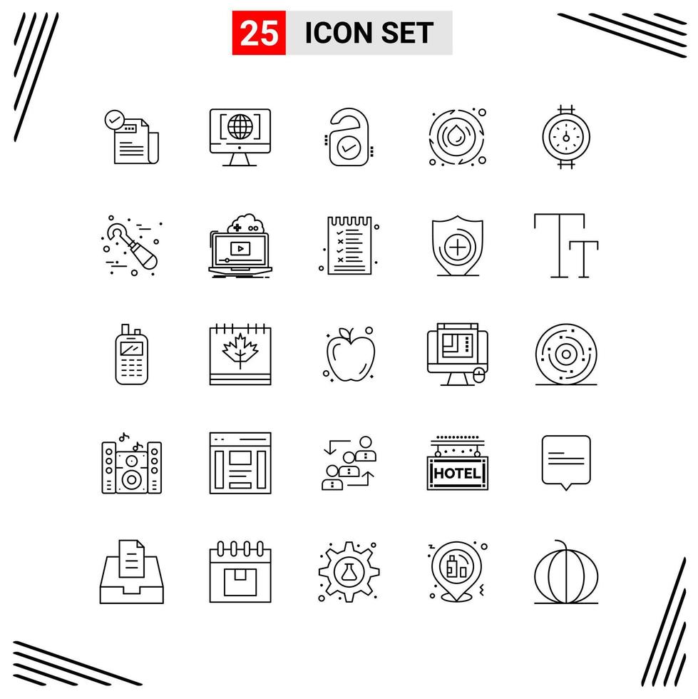 25 Icons Line Style Grid Based Creative Outline Symbols for Website Design Simple Line Icon Signs Isolated on White Background 25 Icon Set Creative Black Icon vector background