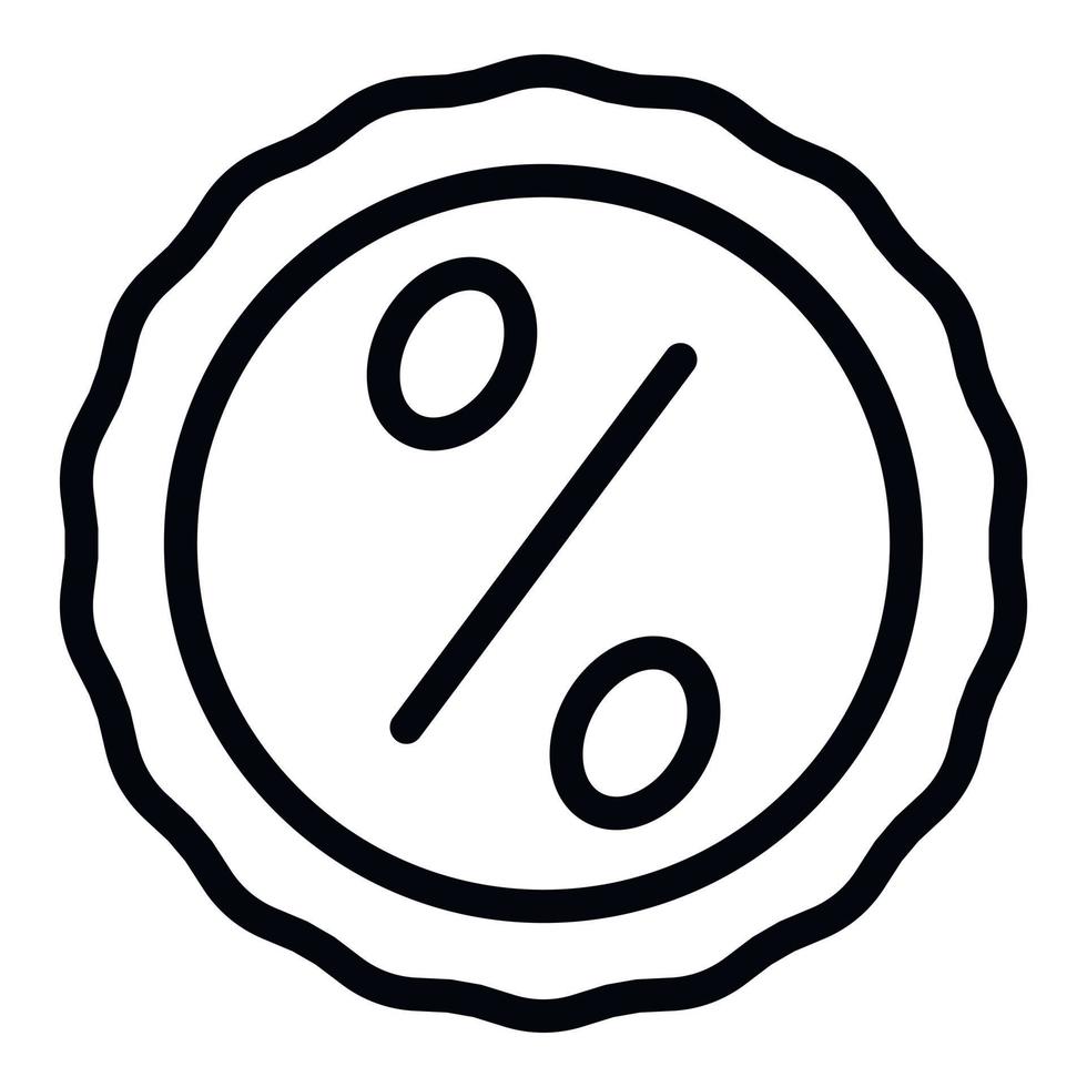 Coin percentage icon, outline style vector