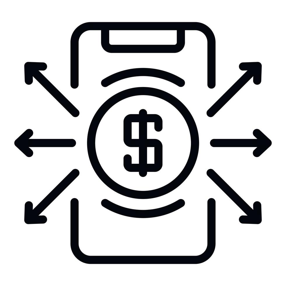 Smartphone payment icon, outline style vector