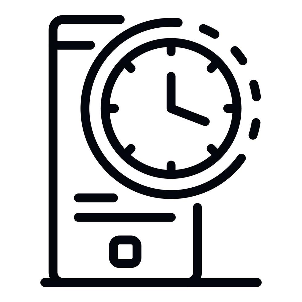 Smartphone time clock icon, outline style vector