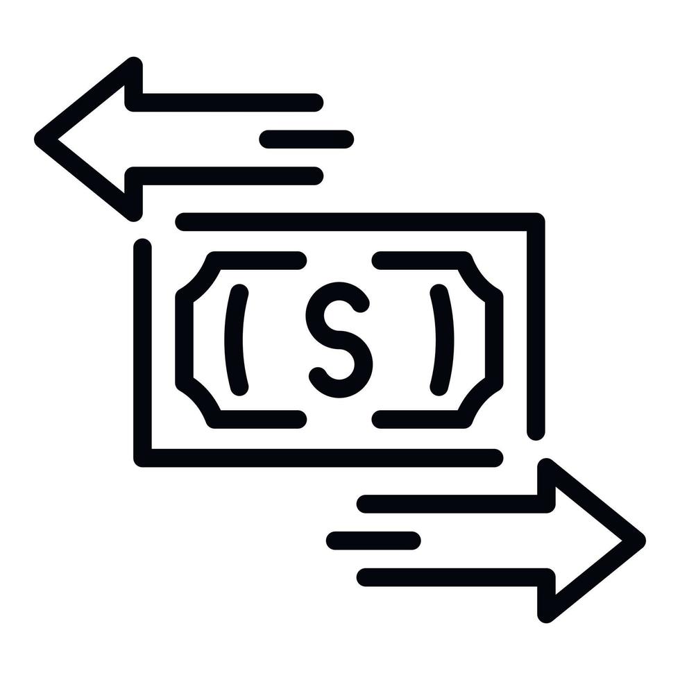 Banknote left and right arrows icon, outline style vector