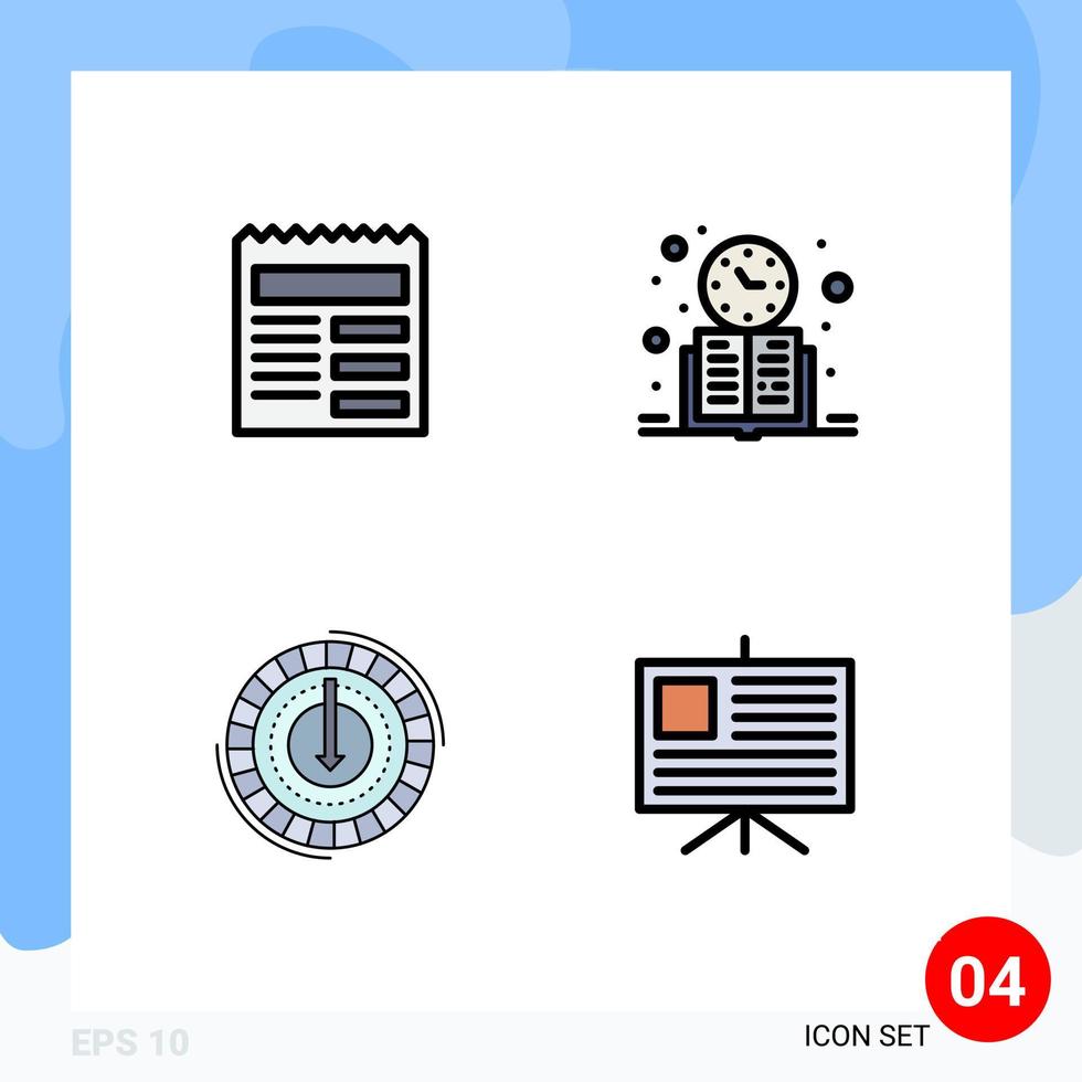 conjunto de 4 iconos modernos de la interfaz de usuario signos de símbolos para el consumo de documentos elementos de diseño vectorial editables del gasto de aprendizaje de la interfaz de usuario vector