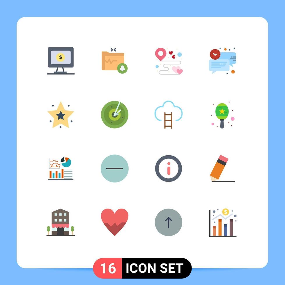 Stock Vector Icon Pack of 16 Line Signs and Symbols for favorite message location clock bubble Editable Pack of Creative Vector Design Elements